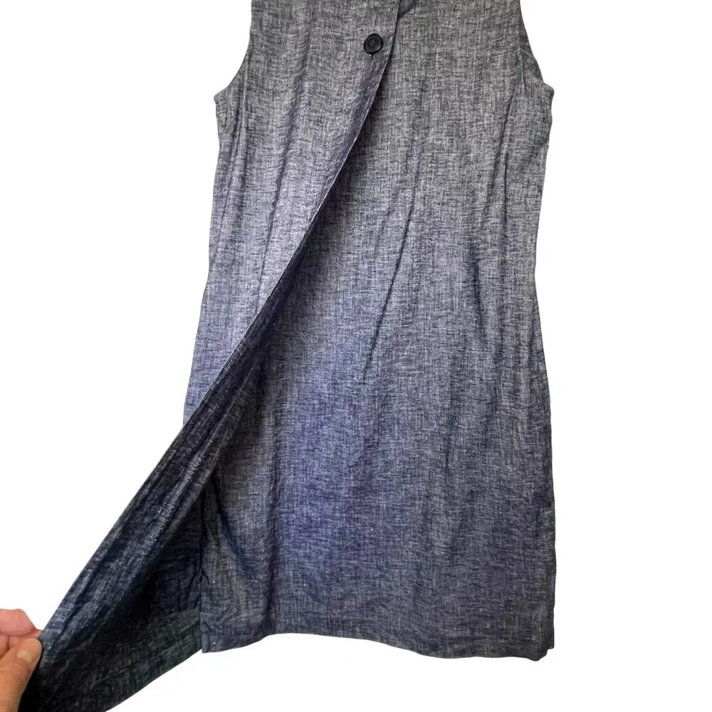 THEORY Women’s Narlica Linen Blend Blue Chambray Shift Dress size 4 - Picture 6 of 6